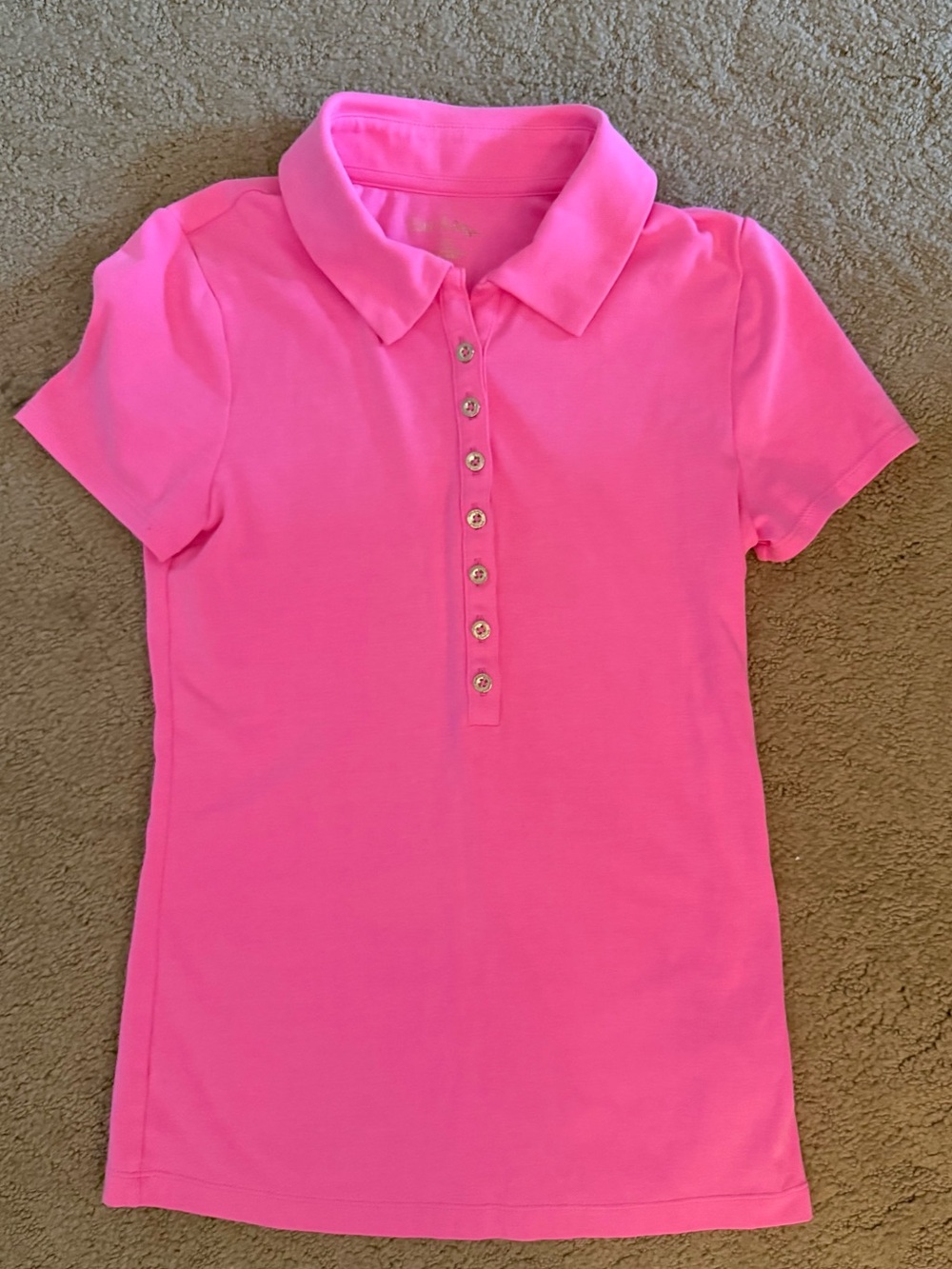 Lilly Pulitzer Short-Sleeve Polo Top in Bright Pink